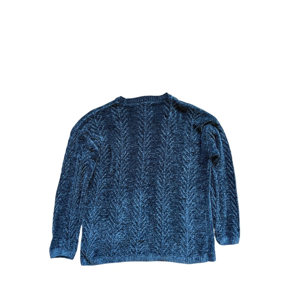 Orvis Womens Chenille Sweater Size Large Teal Blue Knit Crew Neck - Picture 4 of 5